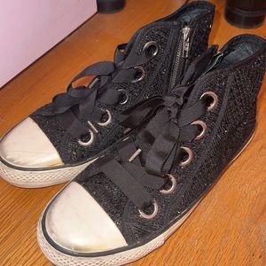 Ash Distressed Sequin High Top Sneakers Y2K